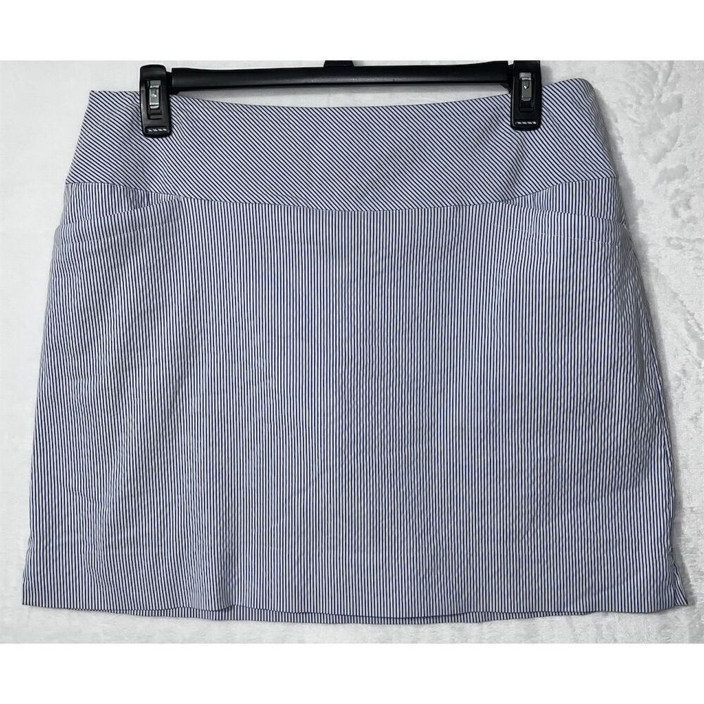 S.C. & Co Women's XL Blue & White Striped Golf Skort with Pockets